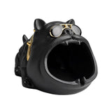 Maxbell Novelty Cartoon Dog Ashtray Windproof Storage Box, Ceramic Dog Statue Black