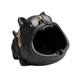 Maxbell Novelty Cartoon Dog Ashtray Windproof Storage Box, Ceramic Dog Statue Black