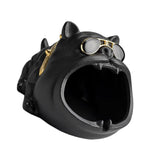 Maxbell Novelty Cartoon Dog Ashtray Windproof Storage Box, Ceramic Dog Statue Black