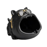 Maxbell Novelty Cartoon Dog Ashtray Windproof Storage Box, Ceramic Dog Statue Black