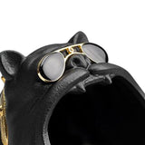 Maxbell Novelty Cartoon Dog Ashtray Windproof Storage Box, Ceramic Dog Statue Black