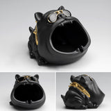 Maxbell Novelty Cartoon Dog Ashtray Windproof Storage Box, Ceramic Dog Statue Black