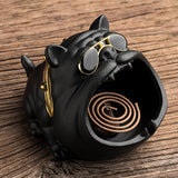 Maxbell Novelty Cartoon Dog Ashtray Windproof Storage Box, Ceramic Dog Statue Black