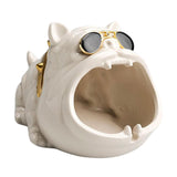 Maxbell Novelty Cartoon Dog Ashtray Windproof Storage Box, Ceramic Dog Statue White