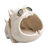Maxbell Novelty Cartoon Dog Ashtray Windproof Storage Box, Ceramic Dog Statue White