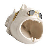 Maxbell Novelty Cartoon Dog Ashtray Windproof Storage Box, Ceramic Dog Statue White