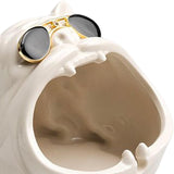 Maxbell Novelty Cartoon Dog Ashtray Windproof Storage Box, Ceramic Dog Statue White