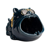 Maxbell Novelty Cartoon Dog Ashtray Windproof Storage Box, Ceramic Dog Statue Blue