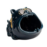 Maxbell Novelty Cartoon Dog Ashtray Windproof Storage Box, Ceramic Dog Statue Blue
