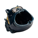 Maxbell Novelty Cartoon Dog Ashtray Windproof Storage Box, Ceramic Dog Statue Blue