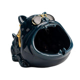 Maxbell Novelty Cartoon Dog Ashtray Windproof Storage Box, Ceramic Dog Statue Blue