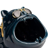 Maxbell Novelty Cartoon Dog Ashtray Windproof Storage Box, Ceramic Dog Statue Blue