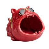 Maxbell Novelty Cartoon Dog Ashtray Windproof Storage Box, Ceramic Dog Statue Red