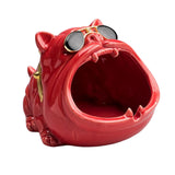 Maxbell Novelty Cartoon Dog Ashtray Windproof Storage Box, Ceramic Dog Statue Red