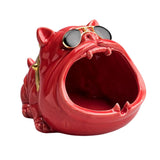 Maxbell Novelty Cartoon Dog Ashtray Windproof Storage Box, Ceramic Dog Statue Red