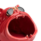 Maxbell Novelty Cartoon Dog Ashtray Windproof Storage Box, Ceramic Dog Statue Red