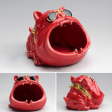 Maxbell Novelty Cartoon Dog Ashtray Windproof Storage Box, Ceramic Dog Statue Red