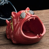 Maxbell Novelty Cartoon Dog Ashtray Windproof Storage Box, Ceramic Dog Statue Red