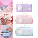 Maxbell Three Layer Pencil Case Cute Hand Held Portable for College Examination Kids Purple