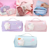 Maxbell Three Layer Pencil Case Cute Hand Held Portable for College Examination Kids Purple