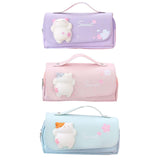 Maxbell Three Layer Pencil Case Cute Hand Held Portable for College Examination Kids Purple