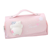 Maxbell Three Layer Pencil Case Cute Hand Held Portable for College Examination Kids Pink
