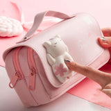 Maxbell Three Layer Pencil Case Cute Hand Held Portable for College Examination Kids Pink