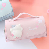 Maxbell Three Layer Pencil Case Cute Hand Held Portable for College Examination Kids Pink