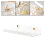 Maxbell No Drilling Shower Shelf Shampoo Spices Holder for Wall Bathroom Kitchen Horizontal grain30cm