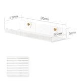 Maxbell No Drilling Shower Shelf Shampoo Spices Holder for Wall Bathroom Kitchen Horizontal grain30cm