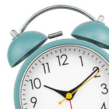 Maxbell 4 inch Twins Alarm Clock Silent with Backlight for Bedside Students Blue