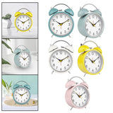 Maxbell 4 inch Twins Alarm Clock Silent with Backlight for Bedside Students Blue