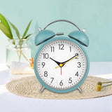 Maxbell 4 inch Twins Alarm Clock Silent with Backlight for Bedside Students Blue