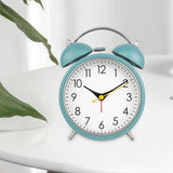 Maxbell 4 inch Twins Alarm Clock Silent with Backlight for Bedside Students Blue