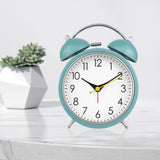 Maxbell 4 inch Twins Alarm Clock Silent with Backlight for Bedside Students Blue