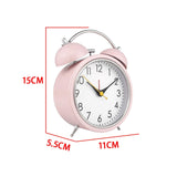 Maxbell 4 inch Twins Alarm Clock Silent with Backlight for Bedside Students Pink
