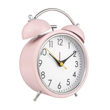 Maxbell 4 inch Twins Alarm Clock Silent with Backlight for Bedside Students Pink