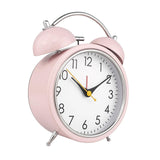 Maxbell 4 inch Twins Alarm Clock Silent with Backlight for Bedside Students Pink
