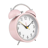 Maxbell 4 inch Twins Alarm Clock Silent with Backlight for Bedside Students Pink