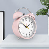 Maxbell 4 inch Twins Alarm Clock Silent with Backlight for Bedside Students Pink