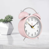 Maxbell 4 inch Twins Alarm Clock Silent with Backlight for Bedside Students Pink