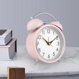 Maxbell 4 inch Twins Alarm Clock Silent with Backlight for Bedside Students Pink