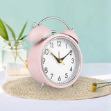 Maxbell 4 inch Twins Alarm Clock Silent with Backlight for Bedside Students Pink