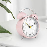 Maxbell 4 inch Twins Alarm Clock Silent with Backlight for Bedside Students Pink