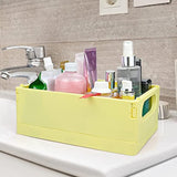 Maxbell Multipurpose Folding Storage Basket with Handle for Home Bathroom Office Yellow