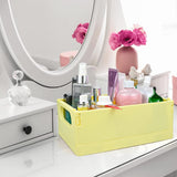 Maxbell Multipurpose Folding Storage Basket with Handle for Home Bathroom Office Yellow