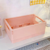 Maxbell Multipurpose Folding Storage Basket with Handle for Home Bathroom Office Pink