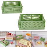 Maxbell 2x Folding Storage Basket Storage Crate with Handle for Bedroom Desk Green