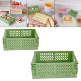 Maxbell 2x Folding Storage Basket Storage Crate with Handle for Bedroom Desk Green