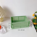 Maxbell 2x Folding Storage Basket Storage Crate with Handle for Bedroom Desk Green